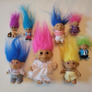 Set Of Delightful Vintage Troll Dolls. Classic Toys. Nostalgic Toys. GUC